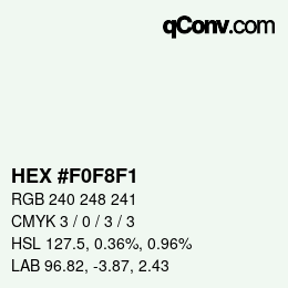 カラーコード: HEX #F0F8F1 | qconv.com