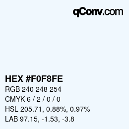 Color code: HEX #F0F8FE | qconv.com