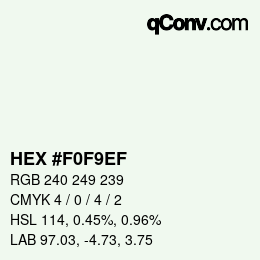 Color code: HEX #F0F9EF | qconv.com