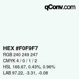 Color code: HEX #F0F9F7 | qconv.com