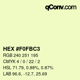Color code: HEX #F0FBC3 | qconv.com