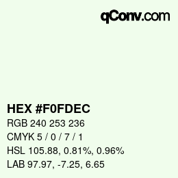 Color code: HEX #F0FDEC | qconv.com