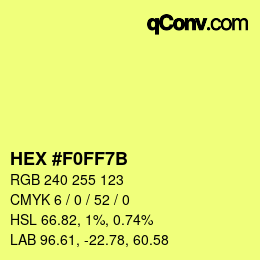 Color code: HEX #F0FF7B | qconv.com