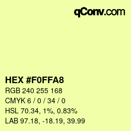 Code couleur: HEX #F0FFA8 | qconv.com