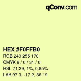 Color code: HEX #F0FFB0 | qconv.com