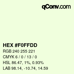 颜色代码: HEX #F0FFDD | qconv.com