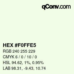 Color code: HEX #F0FFE5 | qconv.com