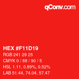 Color code: HEX #F11D19 | qconv.com