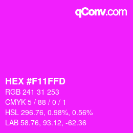 Color code: HEX #F11FFD | qconv.com