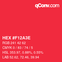Color code: HEX #F12A3E | qconv.com