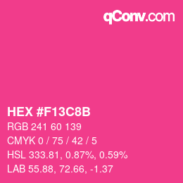 颜色代码: HEX #F13C8B | qconv.com