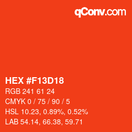 Color code: HEX #F13D18 | qconv.com