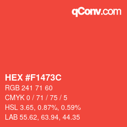 Color code: HEX #F1473C | qconv.com