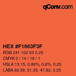 Farbcode: HEX #F1663F3F | qconv.com