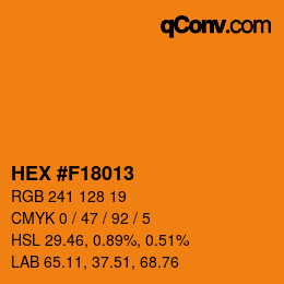 颜色代码: HEX #F18013 | qconv.com
