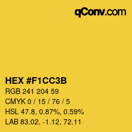 Color code: HEX #F1CC3B | qconv.com