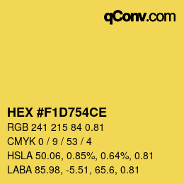 Farbcode: HEX #F1D754CE | qconv.com