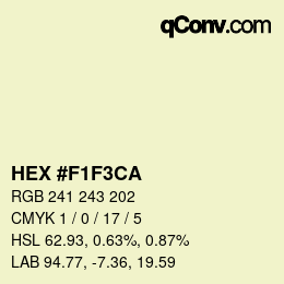 Farbcode: HEX #F1F3CA | qconv.com