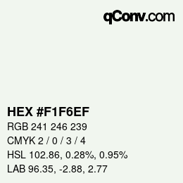 カラーコード: HEX #F1F6EF | qconv.com