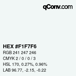 Farbcode: HEX #F1F7F6 | qconv.com