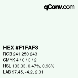 Código de color: HEX #F1FAF3 | qconv.com