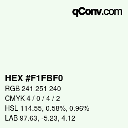 颜色代码: HEX #F1FBF0 | qconv.com