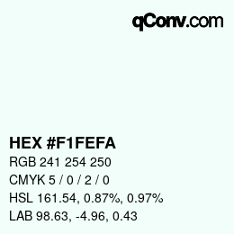 Color code: HEX #F1FEFA | qconv.com