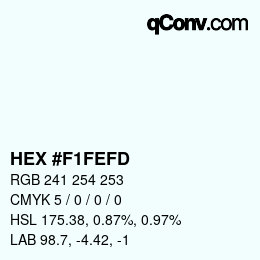 Color code: HEX #F1FEFD | qconv.com