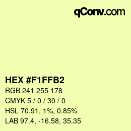Color code: HEX #F1FFB2 | qconv.com