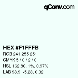 Color code: HEX #F1FFFB | qconv.com