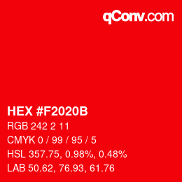 Color code: HEX #F2020B | qconv.com
