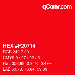 颜色代码: HEX #F20714 | qconv.com