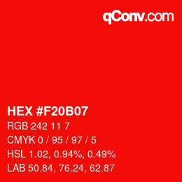 Color code: HEX #F20B07 | qconv.com