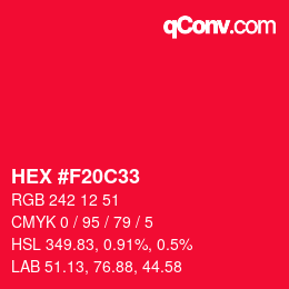 Color code: HEX #F20C33 | qconv.com