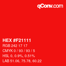 Color code: HEX #F21111 | qconv.com