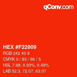 Color code: HEX #F22809 | qconv.com