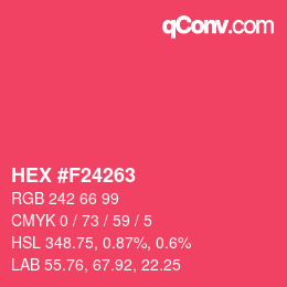 Farbcode: HEX #F24263 | qconv.com