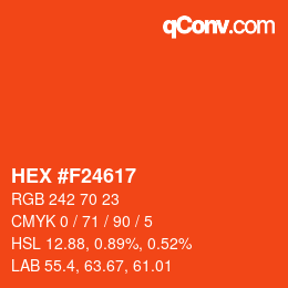 Farbcode: HEX #F24617 | qconv.com