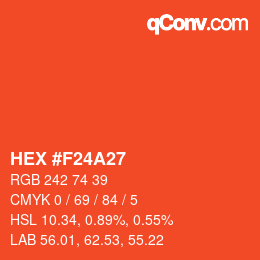 颜色代码: HEX #F24A27 | qconv.com
