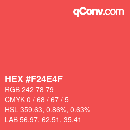 カラーコード: HEX #F24E4F | qconv.com