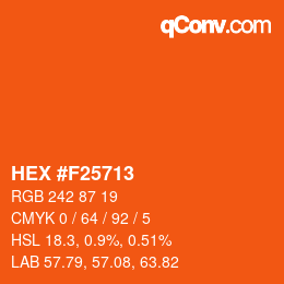 カラーコード: HEX #F25713 | qconv.com
