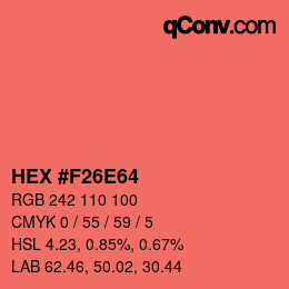 Farbcode: HEX #F26E64 | qconv.com