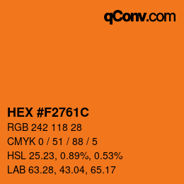颜色代码: HEX #F2761C | qconv.com