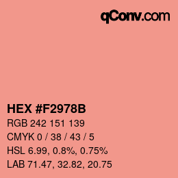 カラーコード: HEX #F2978B | qconv.com