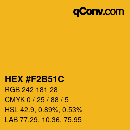 颜色代码: HEX #F2B51C | qconv.com