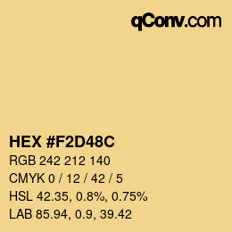 Color code: HEX #F2D48C | qconv.com