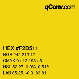 Color code: HEX #F2D511 | qconv.com