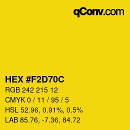 カラーコード: HEX #F2D70C | qconv.com