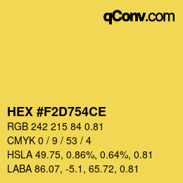 Farbcode: HEX #F2D754CE | qconv.com