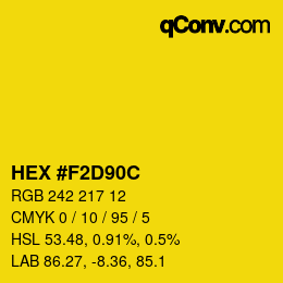 Color code: HEX #F2D90C | qconv.com